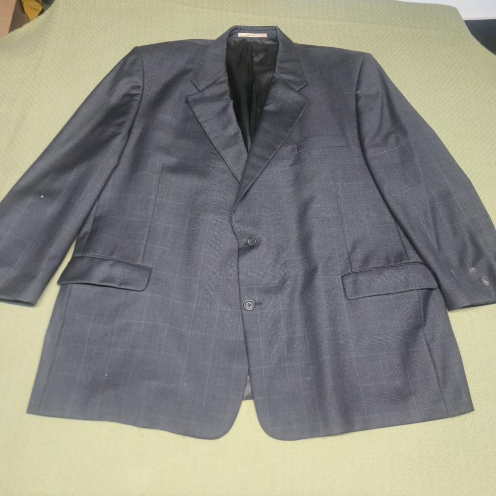 Burberry London Blazer Sport Coat Mens 52 Portly Gray Plaid 100% Wool Boyds Phl